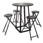 paris prix Ensemble Table de Jardin & 4 Chaises "To Paris" 77cm Noir
