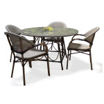 paris prix Ensemble Table de Jardin & 4 Fauteuils "Ushuaia" 125cm Marron