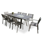 Paris Prix Ensemble Table De Jardin 6 Chaises & 2 Fauteuils "Stockholm" 150-225cm Gris Anthracite