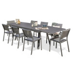 Paris Prix Ensemble Table De Jardin 6 Chaises & 2 Fauteuils "Stockholm" 200-300cm Gris Anthracite