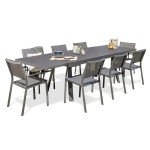 paris prix Ensemble Table de Jardin 6 Chaises & 2 Fauteuils "Stockholm" 200-300cm Gris Anthracite