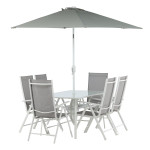 paris prix Ensemble Table de Jardin & 6 Chaises "Brekki" 150cm Blanc