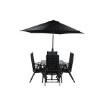 Paris Prix Ensemble Table De Jardin & 6 Chaises "Brekki" 150cm Noir