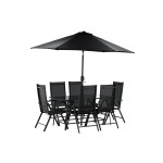 Paris Prix Ensemble Table De Jardin & 6 Chaises "Brekki" 150cm Noir