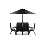 Paris Prix Ensemble Table De Jardin & 6 Chaises "Brekki" 150cm Noir