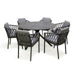 paris prix Ensemble Table de Jardin & 6 Fauteuils "Pilat" 129cm Gris Anthracite