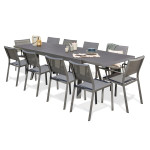 Paris Prix Ensemble Table De Jardin 8 Chaises & 2 Fauteuils "Stockholm" 200-300cm Gris Anthracite