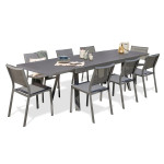 paris prix Ensemble Table de Jardin & 8 Chaises "Stockholm" 200-300cm Gris Anthracite