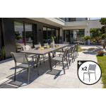 Paris Prix Ensemble Table De Jardin En Céramique 10 Chaises & 2 Fauteuils "Stockholm" 200-300cm Gris Anthracite