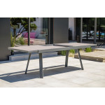 Paris Prix Ensemble Table De Jardin En Céramique 6 Chaises & 2 Fauteuils "Stockholm" 200-300cm Gris Anthracite
