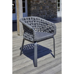 Paris Prix Ensemble Table De Jardin En Céramique & 6 Fauteuils "Camargue" 220cm Gris Anthracite
