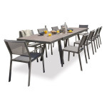 paris prix Ensemble Table de Jardin en Céramique 8 Chaises & 2 Fauteuils "Stockholm" 200-300cm Gris Anthracite