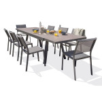 Paris Prix Ensemble Table De Jardin En Céramique & 8 Chaises "Stockholm" 200-300cm Gris Anthracite