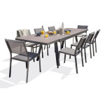 paris prix Ensemble Table de Jardin en Céramique & 8 Chaises "Stockholm" 200-300cm Gris Anthracite