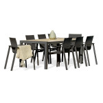 paris prix Ensemble Table de Jardin en Céramique & 8 Fauteuils "Venise" 195cm Gris Anthracite