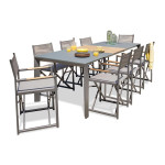 paris prix Ensemble Table de Jardin en Verre & 8 Fauteuils "Honfleur" 180-250cm Gris Anthracite