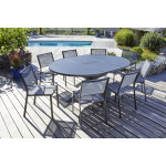 Paris Prix Ensemble Table De Jardin Extensible 6 Chaises & 2 Fauteuils "Pelosa" 145-199cm Gris Anthracite