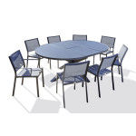 paris prix Ensemble Table de jardin Extensible 6 Chaises & 2 Fauteuils "Pelosa" 145-199cm Gris Anthracite