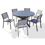 paris prix Ensemble Table de jardin Extensible & 6 Chaises "Pelosa" 145-199cm Gris Anthracite