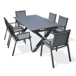 Paris Prix Ensemble Table De Jardin Extensible & 6 Fauteuils "Floride" 180-240cm Gris Anthracite