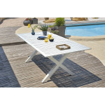 Paris Prix Ensemble Table De Jardin Extensible & 6 Fauteuils "Floride" 180-240cm Blanc