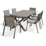 paris prix Ensemble Table de Jardin Extensible & 6 Fauteuils "Floride" 180-240cm Taupe