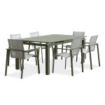 paris prix Ensemble Table de Jardin Extensible & 6 Fauteuils "Miami" 180-240cm Kaki