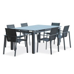 paris prix Ensemble Table de Jardin Extensible & 6 Fauteuils "Miami" 180-240cm Gris Anthracite