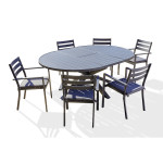 paris prix Ensemble Table de jardin Extensible & 6 Fauteuils "Pelosa" 145-199cm Gris Anthracite