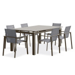 paris prix Ensemble Table de Jardin Extensible & 6 Fauteuils "Zahara" 180-240cm Taupe