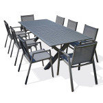 Paris Prix Ensemble Table De Jardin Extensible & 8 Fauteuils "Floride" 180-240cm Gris Anthracite