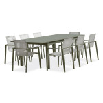 paris prix Ensemble Table de Jardin Extensible & 8 Fauteuils "Miami" 180-240cm Kaki