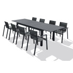 Paris Prix Ensemble Table De Jardin Extensible & 8 Fauteuils "Miami" 240-300cm Gris Anthracite