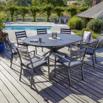 Paris Prix Ensemble Table De Jardin Extensible & 8 Fauteuils "Pelosa" 145-199cm Gris Anthracite