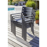 Paris Prix Ensemble Table De Jardin Extensible & 8 Fauteuils "Pelosa" 145-199cm Gris Anthracite