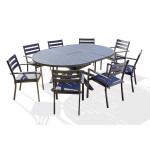 paris prix Ensemble Table de jardin Extensible & 8 Fauteuils "Pelosa" 145-199cm Gris Anthracite