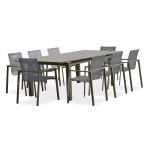 paris prix Ensemble Table de Jardin Extensible & 8 Fauteuils "Zahara" 180-240cm Taupe