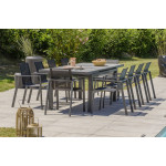 Paris Prix Ensemble Table De Jardin Extensible En Céramique & 10 Fauteuils "Venise" 190-250cm Gris Anthracite