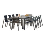 paris prix Ensemble Table de Jardin Extensible en Céramique & 10 Fauteuils "Venise" 190-250cm Gris Anthracite
