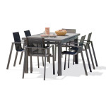 paris prix Ensemble Table de Jardin Extensible en Céramique & 6 Fauteuils "Venise" 190-250cm Gris Anthracite