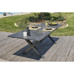 Paris Prix Ensemble Table De Jardin Extensible En Céramique & 8 Fauteuils "Floride" 180-240cm Gris Anthracite