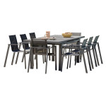 paris prix Ensemble Table de Jardin Extensible en Céramique & 8 Fauteuils "Venise" 190-250cm Gris Anthracite