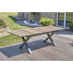 Paris Prix Ensemble Table De Jardin Extensible Imitation Bois & 6 Fauteuils "Floride" 180-240cm Gris Anthracite