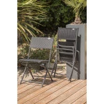 Paris Prix Ensemble Table De Jardin Imitation Bois & 6 Chaises "Boston" 150cm Gris Anthracite