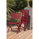 Paris Prix Ensemble Table De Jardin Pliante & 2 Chaises "Marius" 70cm Rouge Carmin