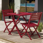 Paris Prix Ensemble Table De Jardin Pliante & 2 Chaises "Marius" 70cm Rouge Carmin
