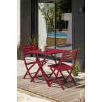 Paris Prix Ensemble Table De Jardin Pliante & 2 Chaises "Marius" 70cm Rouge Carmin