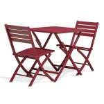 paris prix Ensemble Table de Jardin Pliante & 2 Chaises "Marius" 70cm Rouge Carmin