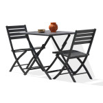 Paris Prix Ensemble Table De Jardin Pliante & 2 Chaises "Marius" 70cm Gris Anthracite