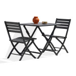 paris prix Ensemble Table de Jardin Pliante & 2 Chaises "Marius" 70cm Gris Anthracite